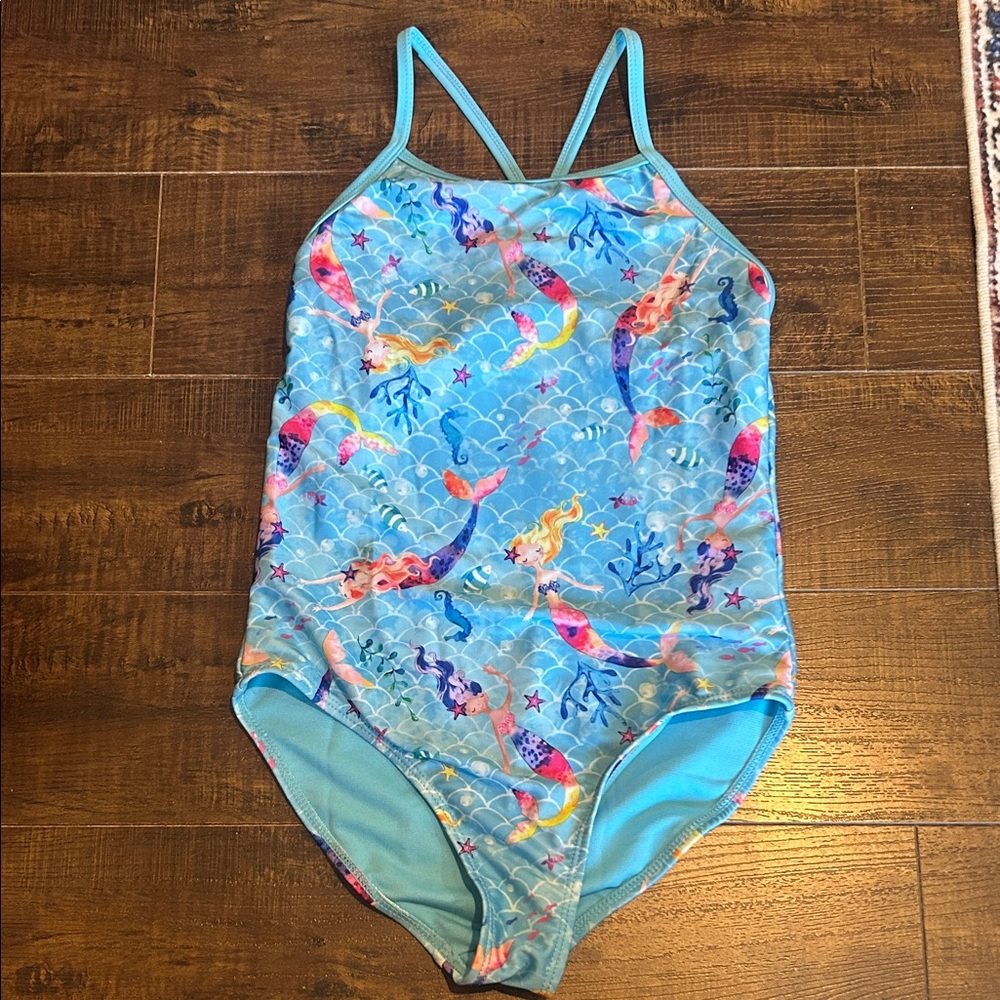 wonder nation Blue Mermaid Print One-Piece Swimsuit